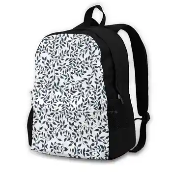 Черно-белая школьная сумка, рюкзак большой емкости, ноутбук, 15-дюймовые листья в стиле барокко, Черно-белая лоза, лист ползучего растения, Природа