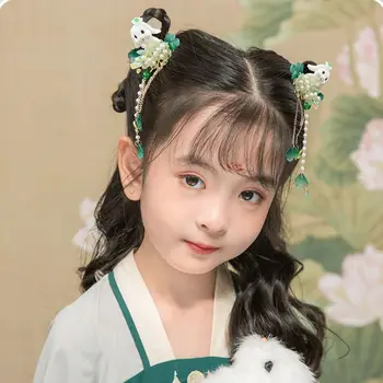 Элегантная милая принцесса с кисточками В древнем китайском стиле Ханьфу Заколка Для волос В форме кролика Детская заколка для волос
