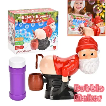 Электрическая машина для мыльных пузырей Санта-Клауса, выдувающая пузыри, Музыкальная Световая Развлекательная игрушка, Розыгрыш, Забавный Орнамент, Рождественские Подарки